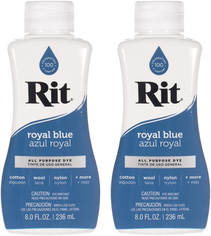 Rit Dye Multi-Purpose Liquid 8 OZ. | Great for Clothing, Accessories, Décor, and Much More | 2-Pack, Royal Blue